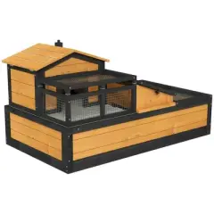 Resenkos Tortoise House, Tortoise Habitat Enclosure,3-Room Tortoise Habitat House w/ Balcony & 2 Stories, 44" x 25.5" x 25", Yellow