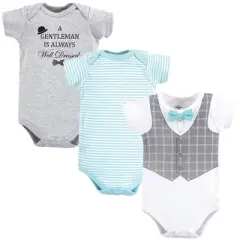 Little Treasure Baby Boy Cotton Bodysuits 3pk, Well Dressed