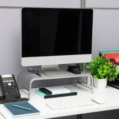 Mind Reader Metal Mesh Monitor Stand and Laptop Riser Silver