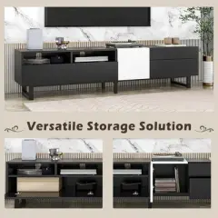 TV Stand Entertainment Center With Cabinets Drawers Open Shelves 2 U-shaped Legs Easy Assembly TV Cabinet For TVs Up To 80&rdquo;