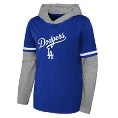 MLB Los Angeles Dodgers Boys' Long Sleeve Twofer Poly Hooded Sweatshirt