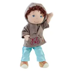 HABA Lian 12" Soft Boy Doll with Brown Hair, Blue Eyes and Embroidered Face (Machine Washable)