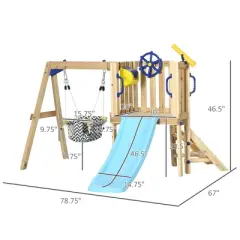 TopComfy Playground Swings for Outdoor Swing Set, Children Outdoor Playset Place, Suitable for Garden, Courtyard, Beige,78.75&rdquo;*67&rdquo;*46.5"