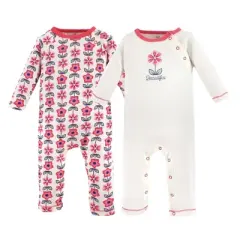 Touched by Nature Baby Girl Organic Cotton Coveralls 2pk, Flower
