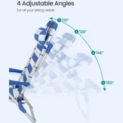 Heavy-Duty Portable Folding Chair with Adjustable Backrest, Headrest, Armrest, 2 Side Pockets, 331 lb Capacity, Carry as Backpack