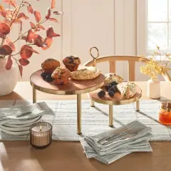 Tiered Wood & Metal Nested Round Serving Stand Brass/Brown - Hearth & Hand&trade; with Magnolia