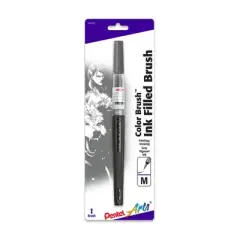 Pentel Arts Color Brush with Water-Based Ink, Medium Tip, Gray, Pack of 3