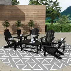 WestinTrends 7 Piece Set Outdoor Folding Adirondack Chairs with Coffee Table Side Table