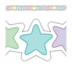 Teacher Created Resources&reg; Pastel Pop Stars Die-Cut Border Trim, 35 Feet Per Pack, 6 Packs