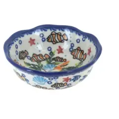 Blue Rose Polish Pottery 513 Vena Small Scallop Bowl