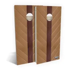 Skips Garage Trex Tan Angled Strips All-Weather Cornhole Set