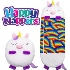 Happy Nappers: Pillow & Sleepy Sack: Medium - White Unicorn - 54 x 20", 2-In-1: Plush Animal Opens To Sleeping Bag, Soft Play-Nap Character, Kids 3+