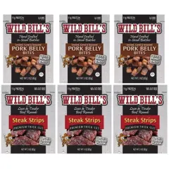 Wild Bill's 20-Piece Sampler Gift Tool Bag - Beef Jerky, Steak Strips, Pork Belly & More