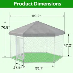 EROMMY 6' x 9' Large Outdoor Dog Kennel Hexagonal Design with Roof