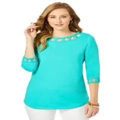 Jessica London Women&rsquo;s Plus Size Lattice Boatneck Tunic