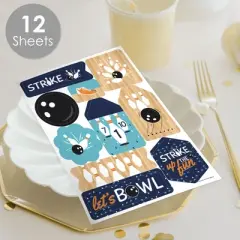 Big Dot of Happiness Strike Up the Fun - Bowling - Birthday or Baby Shower Party Favor Sticker Set - 12 Sheets - 120 Stickers