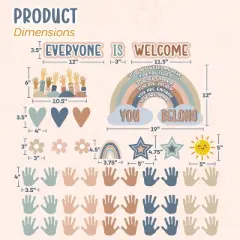 4E's Novelty 46 Pcs "Everyone is Welcome" Boho Classroom Bulletin Board Sets, Boho Welcome Bulletin