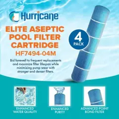 Hurricane 4 Pack HF7494 Elite Aseptic Pool Filter Cartridge Replacement for PA131, Unicel C-7494, Filbur FC-1227, Hayward C5030, C5025, C5020