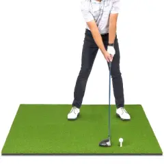 GoSports Golf Hitting Mat - PRO 5 x 5 ft - 15 mm Artificial Turf Training Golf Mat - Green