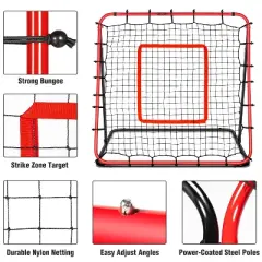 PLAYAPUT 4FTx4FT Baseball Pitchback Net Red and Black