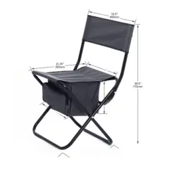 DSVIMOY Outdoor Portable Chairs, 2-piece Folding Outdoor Chair with Storage Bag, Portable Chair for Outdoor Camping, Gray, 19.3"*15.35"*30.5"