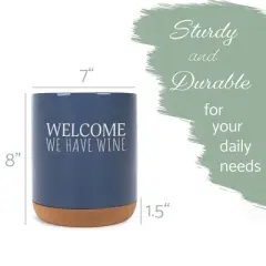 Elanze Designs This Is A Bad Place For A Diet Ceramic Cork Bottom Navy Blue Large Capacity Utensil Holder Crock for Countertop Storage, Stylish &