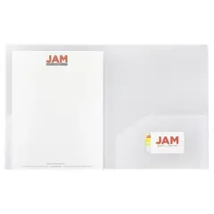 JAM 6pk 2 Pocket Heavy Duty Plastic Folders - Clear