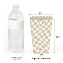 Big Dot of Happiness Tan Checkered Party - Favor Popcorn Treat Boxes - Set of 12