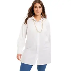 June + Vie by Roaman's Women&rsquo;s Plus Size Lace Back Poplin La Vie Tunic