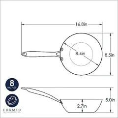 Nordic Ware Superior Steel Spun Wok, 8.5 -Inch,16400,Black