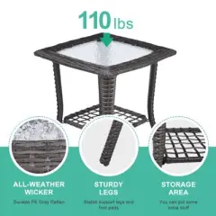 Karl Home| Square Glass Outdoor Side Table