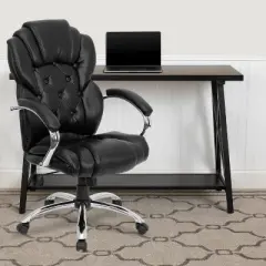 Flash Furniture High Back Transitional Style Black LeatherSoft Executive Swivel Office Chair with Arms