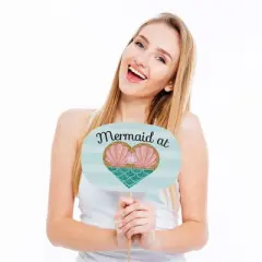 Big Dot of Happiness Funny Let's Be Mermaids - Baby Shower or Birthday Party Photo Booth Props Kit - 10 Piece