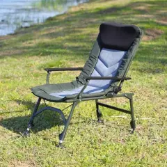 Camping Lounge Chair, Portable Folding Reclining Camping Chair with Adjustable backrest for Indoor and Outdoor Camping Hiking Fishing,Green+black+grey