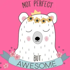 Design By Humans Not Perfect But Awesome Polar Bear By Racerback Tank Top