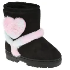 Rampage Girl's Warm Microsuede Winter Boots for Toddlers/Girls,With Cute Faux Fur Heart And Trim Details