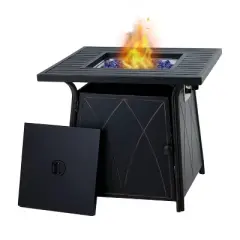 5pc Outdoor Conversation Set with Swivel Chairs & 28" Square Propane Fire Table - Captiva Designs