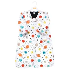 Hudson Baby Boys Long Sleeve Plush Faux Fur Sleeping Bag, Wearable Blanket, Happy Planets