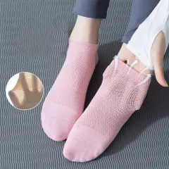 Anna-Kaci 4-Pack Women's Mesh Top Non-Slip Yoga Socks with Full Sole Grips and Breathable Lightweight Fabric