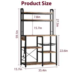 6 Tier Kitchen Bakers Rack with Power Outlet&pound;&not;Microwave Stand & Coffee Bar Table for Kitchen Storage of Spices, Pots & Pans