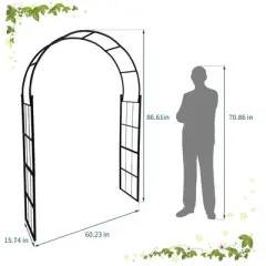 Metal Garden Arch Trellis, 60.23" W x 15.74" D x 86.61" H, Garden Arch Trellis for Climbing Plants Outdoor