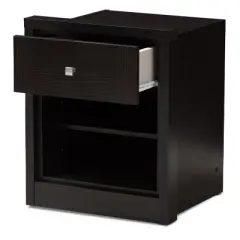 Danette Modern and Contemporary Finished 1 Drawer Nightstand Dark Brown - Baxton Studio