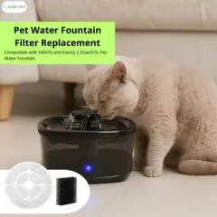 Nispira Cat Water Fountain Filter Replacements for Kastty Sibays 2.5Gal/9.5L Large18CM Dog Water Fountain Wireless Pumps Black Sponge, 12 Packs