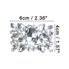 Unique Bargains Women's Rhinestone Shoe Buckle 2.36"x1.57" Silver Tone 2 Pcs