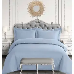 Cotton Sateen 600 Thread Count 3pc Oversized Duvet Cover Set - Tribeca Living