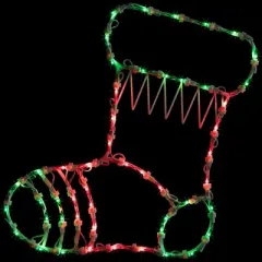 Northlight Lighted Stocking Silhouette Window Christmas Decoration - 18" - Red and Green
