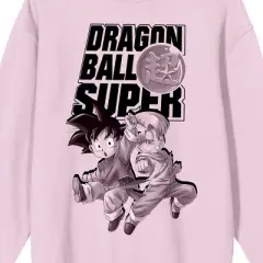 Dragon Ball Super Chibi Art Crew Neck Long Sleeve Cradle Pink Adult Tee