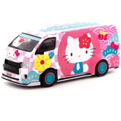 Toyota Hiace Widebody Van RHD Pink with Graphics "Hello Kitty Capsule Summer Festival" 1/64 Diecast Model by Tarmac Works