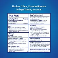 Mucinex Expectorant Extended Release Bi-Layer Tablets, 100 Ct