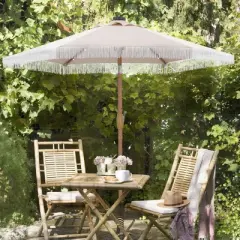 Ainfox 7.5ft Outdoor Tassel Umbrella With Lights